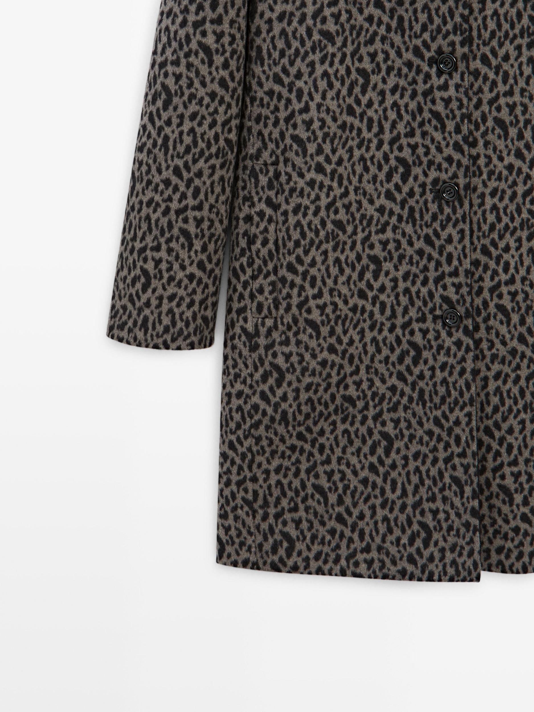 Wool blend animal print coat Product Image