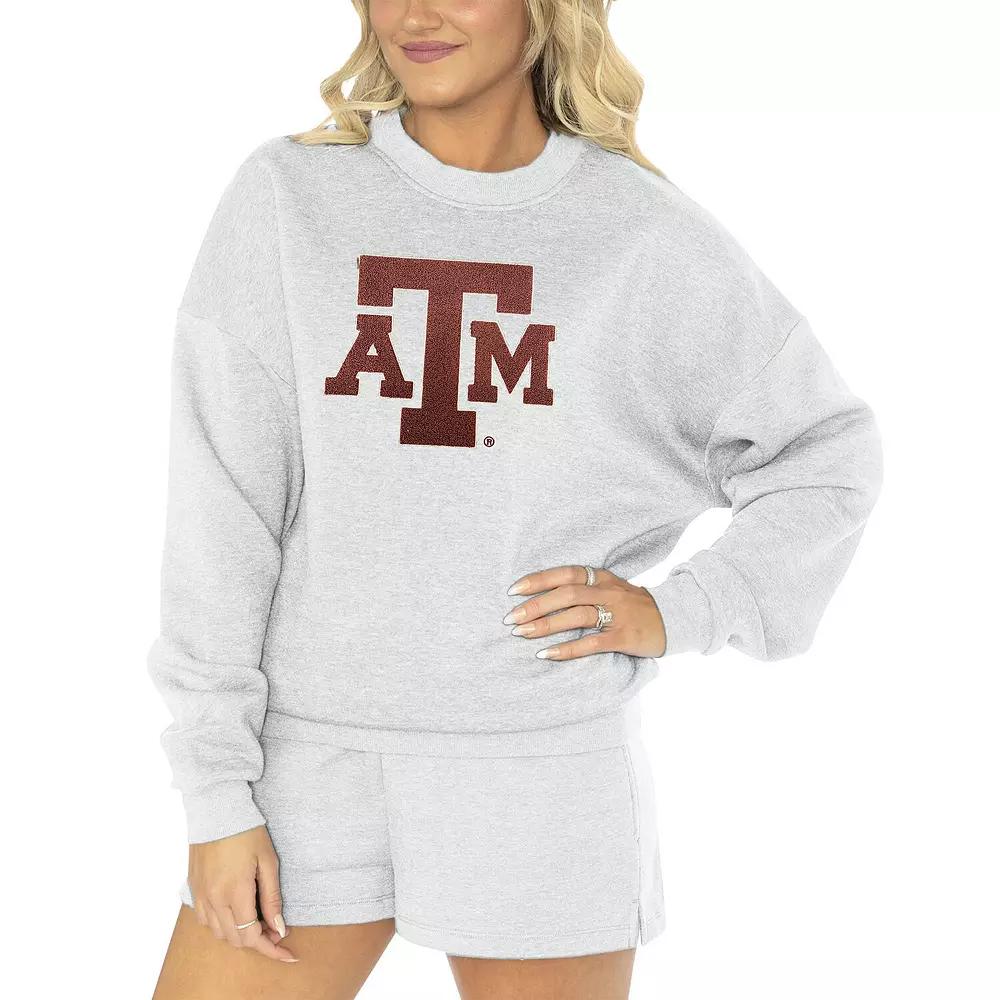 Women's Gameday Couture Ash Texas A&M Aggies Team Effort Pullover Sweatshirt & Shorts Sleep Set,  Product Image