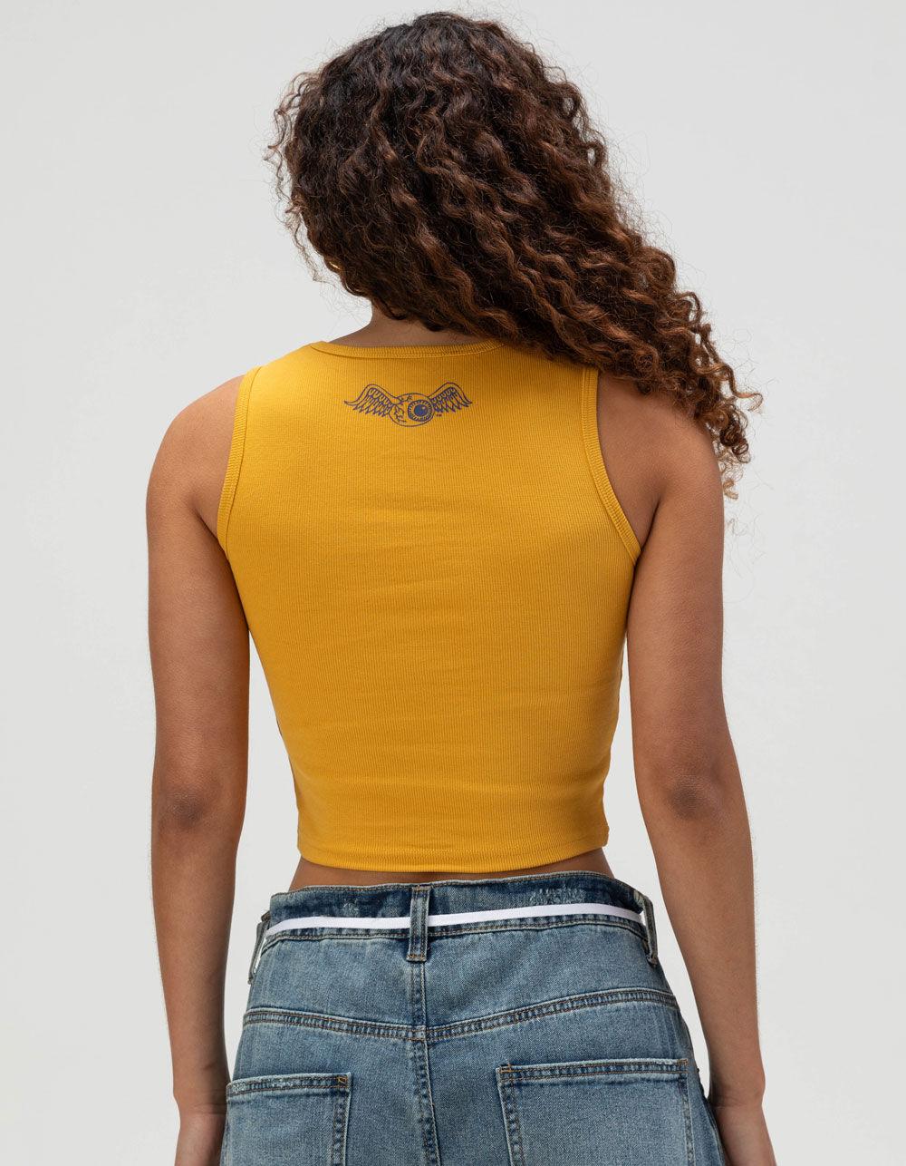 VON DUTCH Distressed Womens Tank Top - MUSTARD Product Image