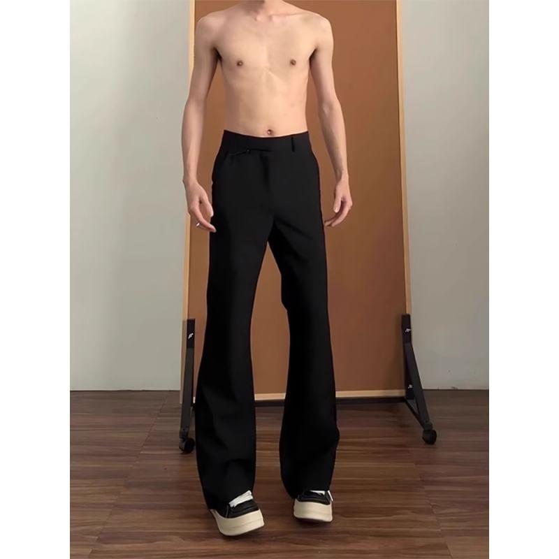 Mid Rise Plain Flared Dress Pants Product Image