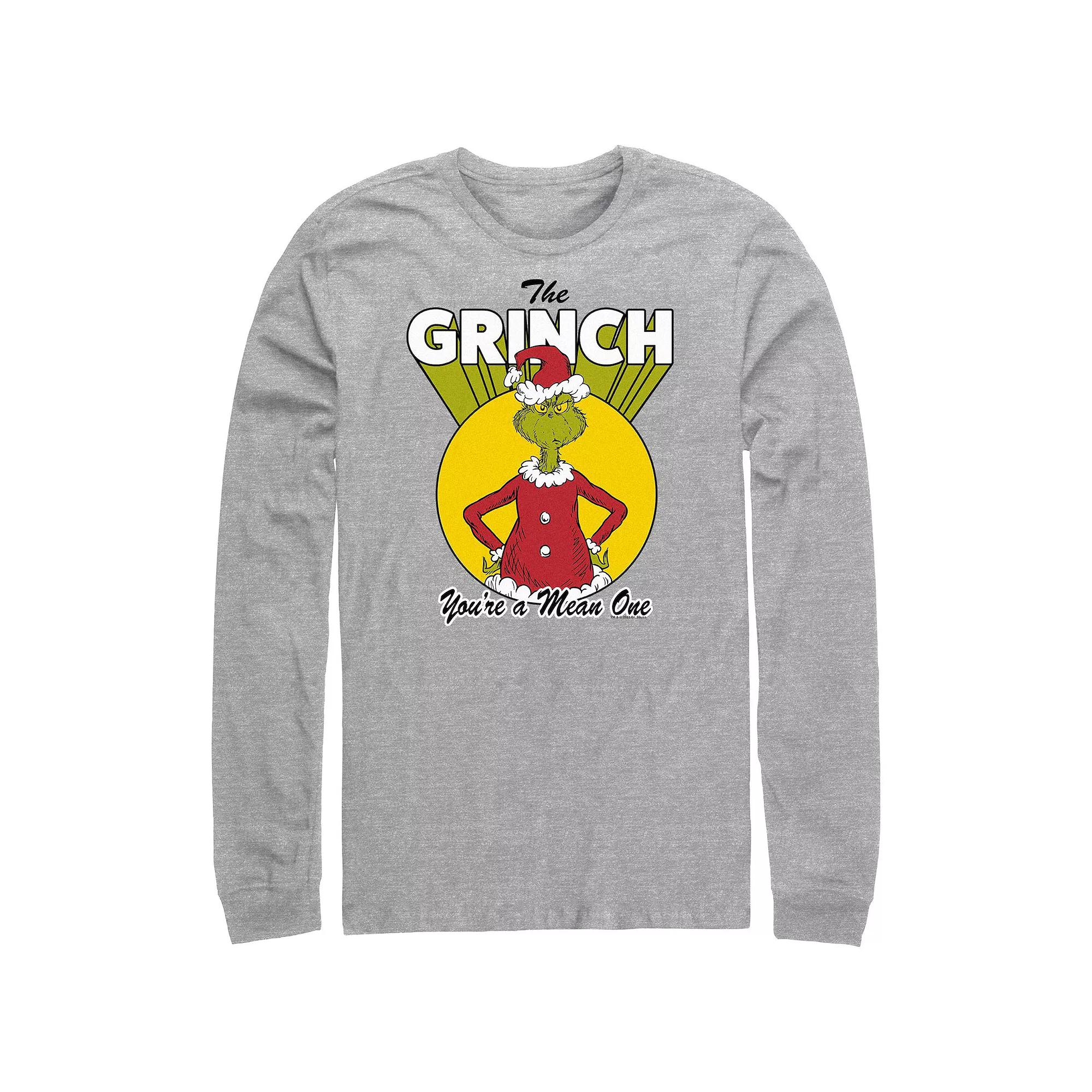 Big & Tall Dr. Seuss The Grinch You're A Mean One Long Sleeve Graphic Tee, Men's,  Product Image