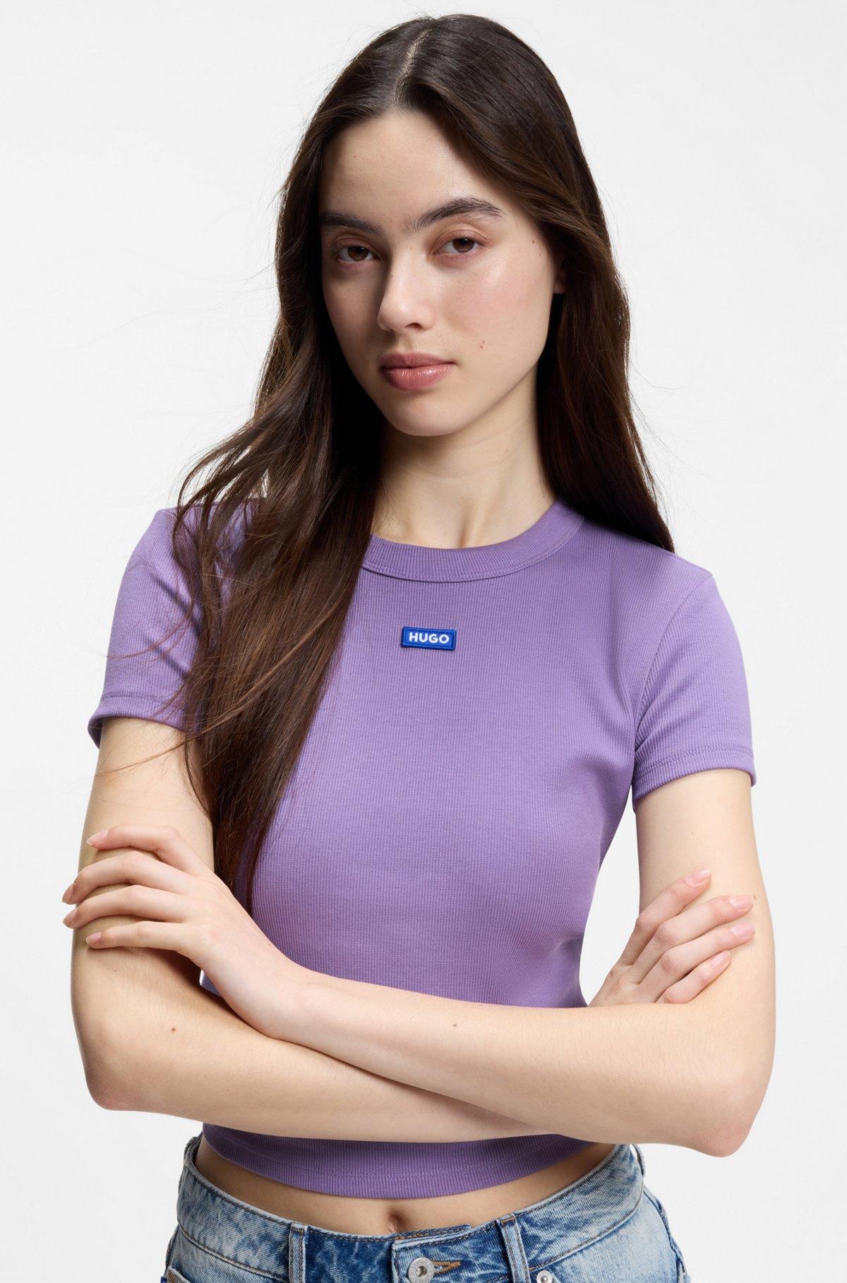 Logo-badge slim-fit T-shirt in stretch cotton Product Image