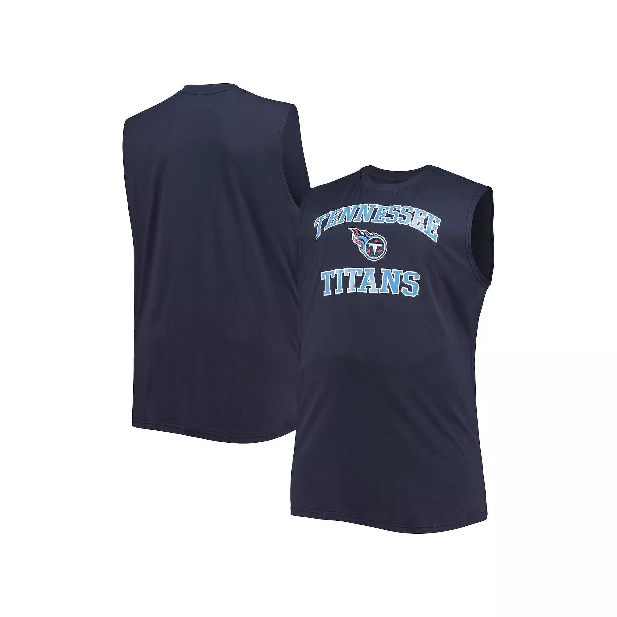 Men's Navy Tennessee Titans Big & Tall Muscle Tank Top, Size: XLT, Blue Product Image