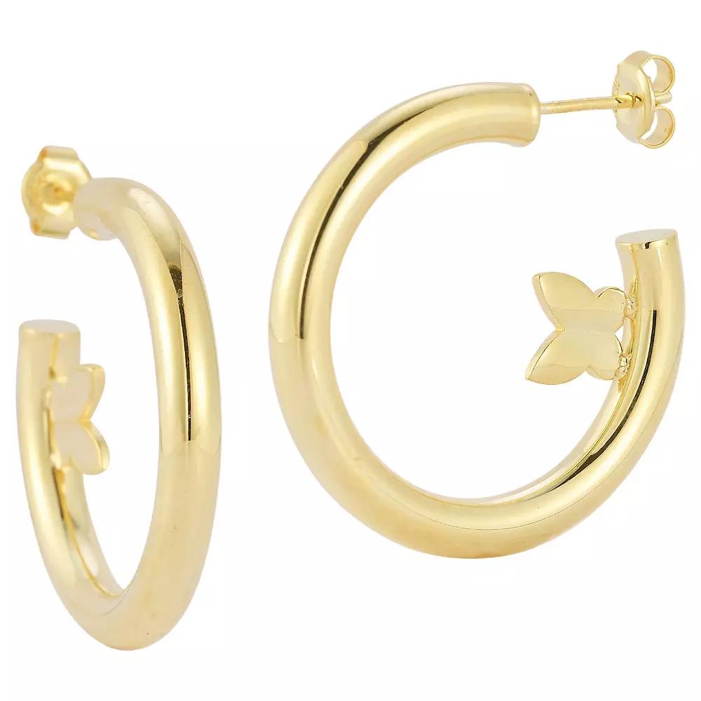 Sunkissed Sterling Butterfly Hoop Earrings, Women's, Gold Tone Product Image