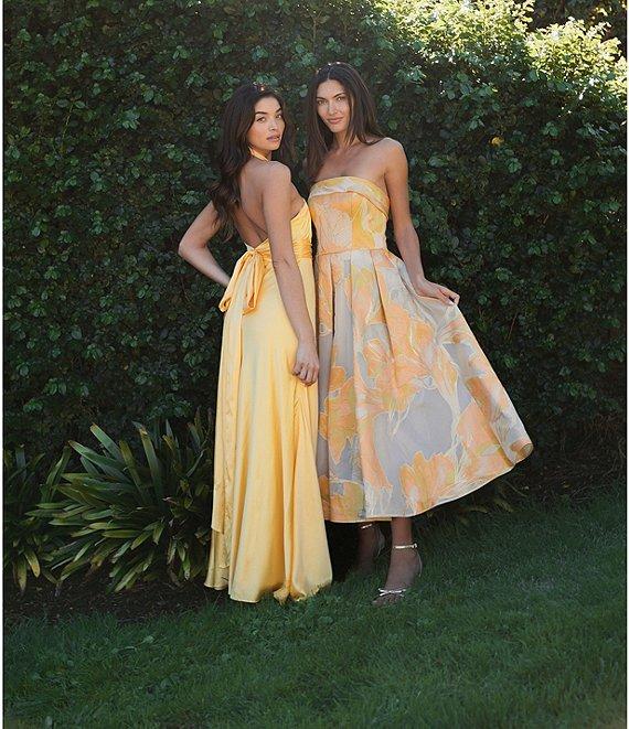 Mac Duggal Satin Halter Neck Sleeveless Gown Product Image