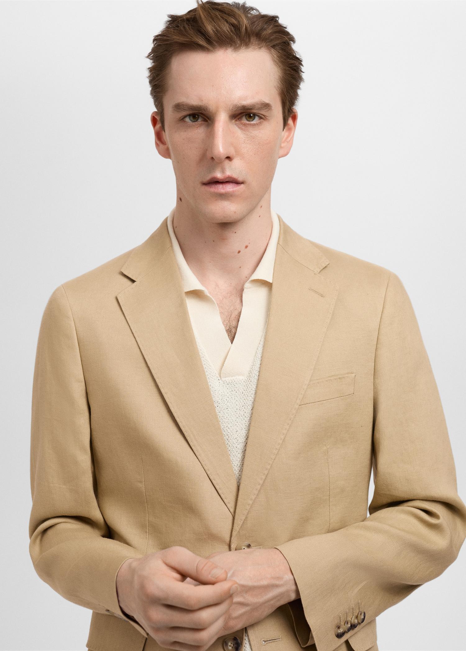 Amalfi 100% linen slim-fit suit blazer - Men | MANGO USA Product Image