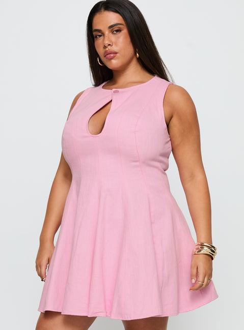 Precedence Keyhole Mini Dress Pink Curve Product Image