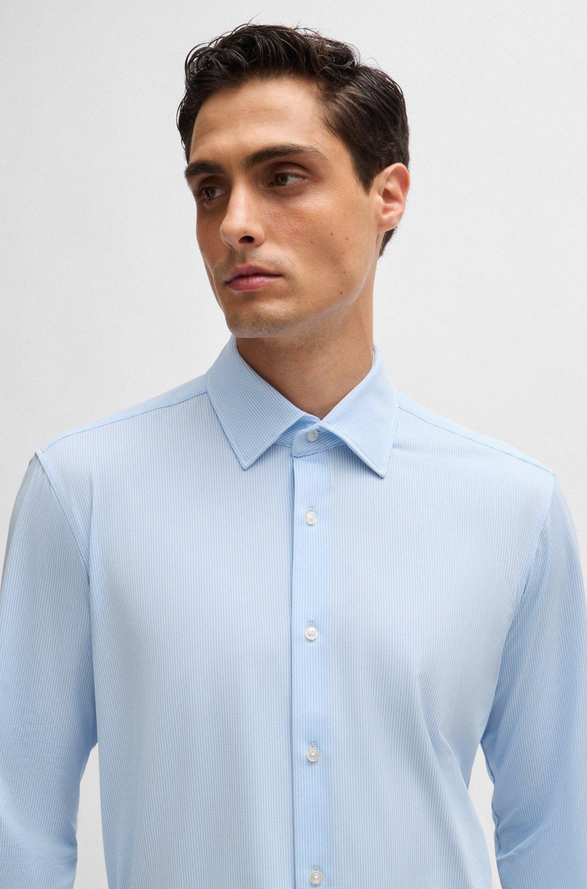 Regular-fit shirt in structured performance-stretch fabric Product Image