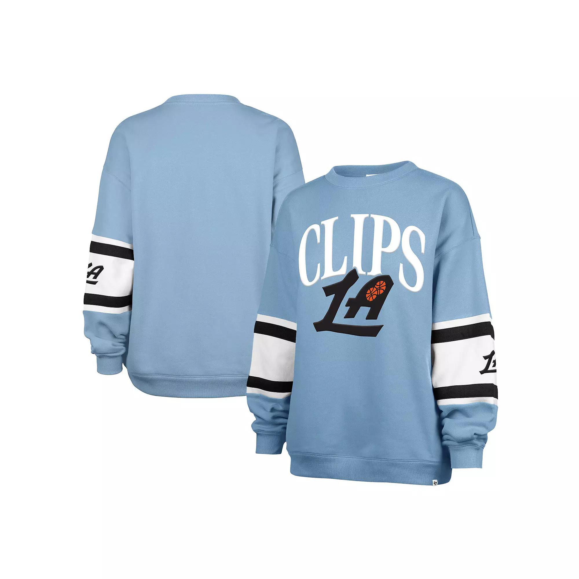Women's '47 Light Blue LA Clippers 2024/25 City Edition Steadfast Paneled Pullover Sweatshirt, Size: Small Product Image