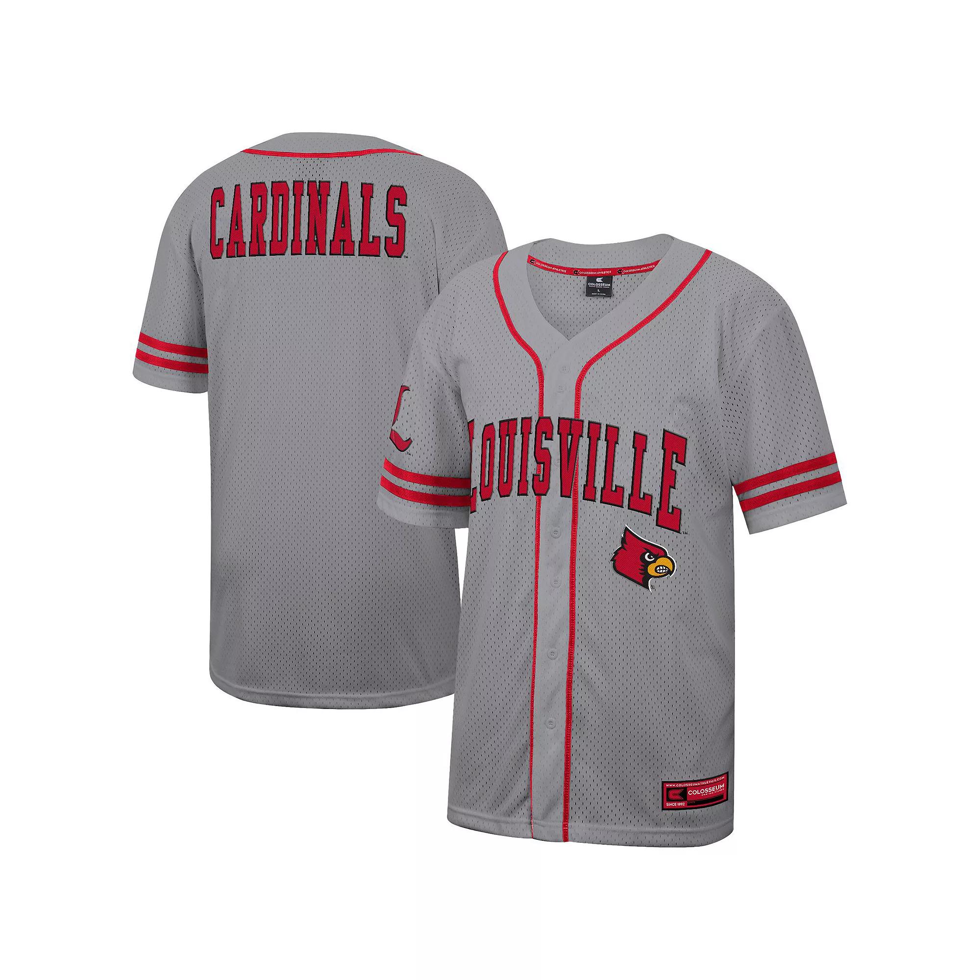 Men's Colosseum Gray Louisville Cardinals Free Spirited Baseball Jersey,  Product Image