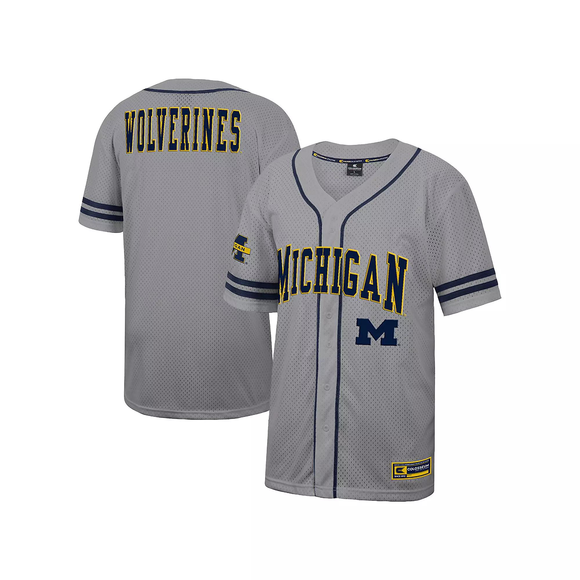 Men's Colosseum Gray Michigan Wolverines Free Spirited Baseball Jersey,  Product Image