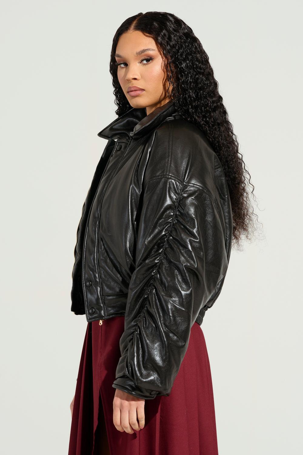 TOKYO DRIFTING FAUX LEATHER BOMBER Product Image