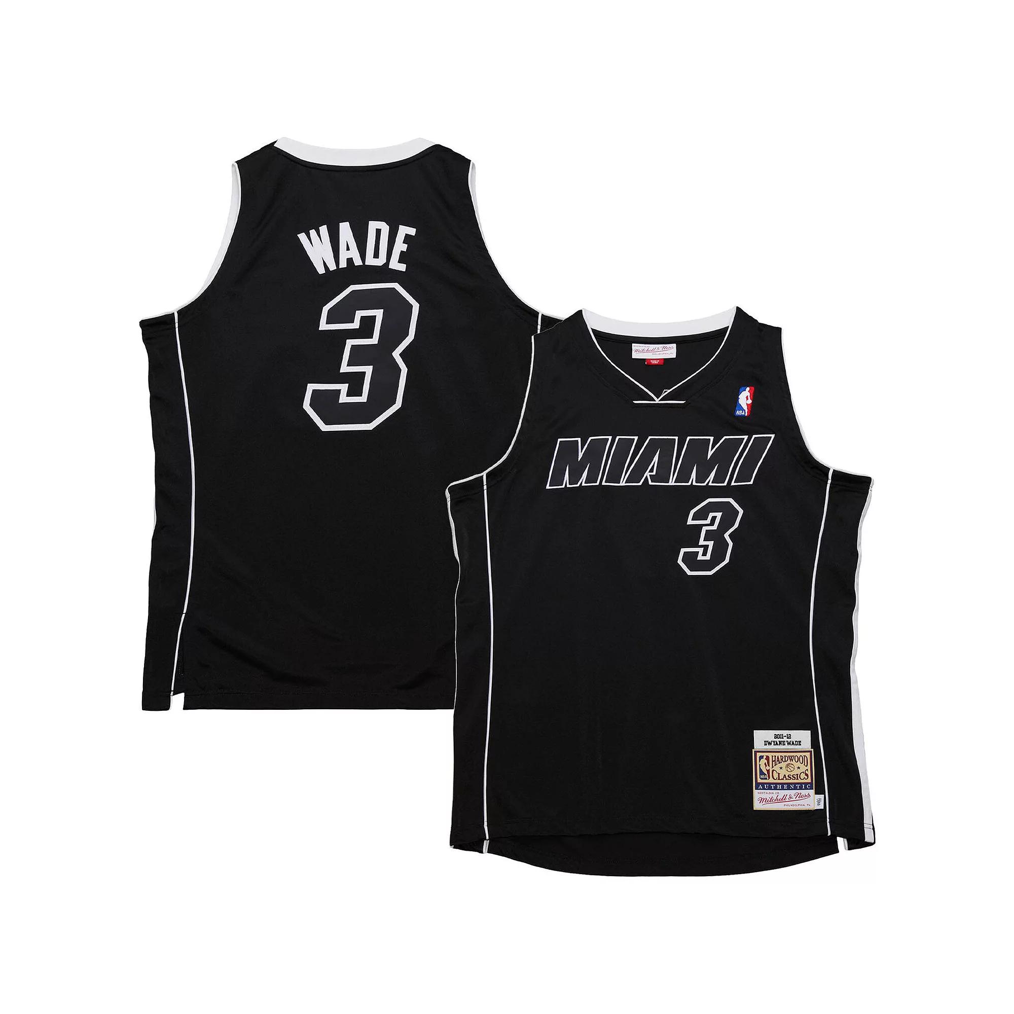 Men's Mitchell & Ness Dwyane Wade Black Miami Heat 2011/12 Hardwood Classics Authentic Jersey,  Product Image
