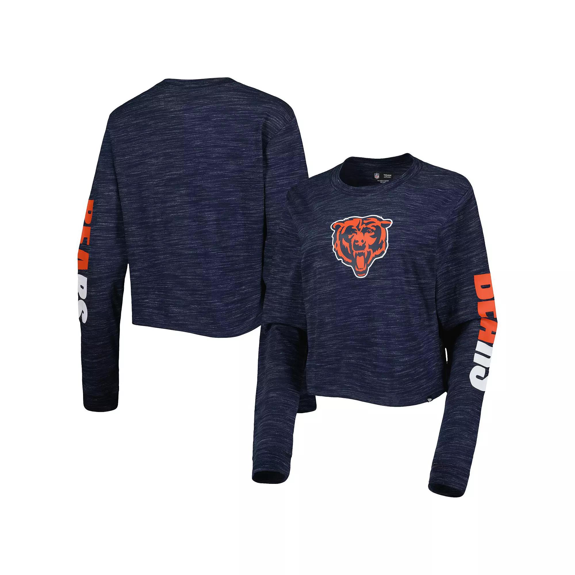 Women's New Era Navy Chicago Bears Crop Long Sleeve T-Shirt,  Product Image