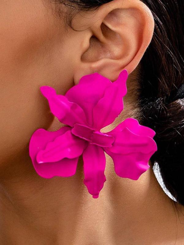 Flower Shape Solid Color Earrings Accessories Product Image