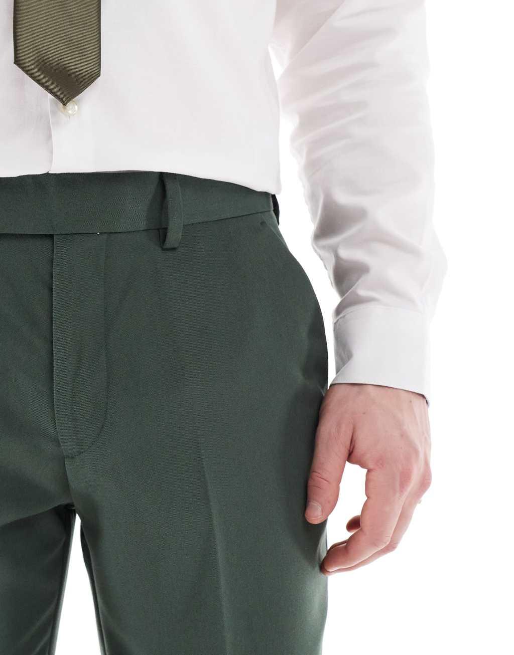 ASOS DESIGN smart slim fit pants in dark green Product Image