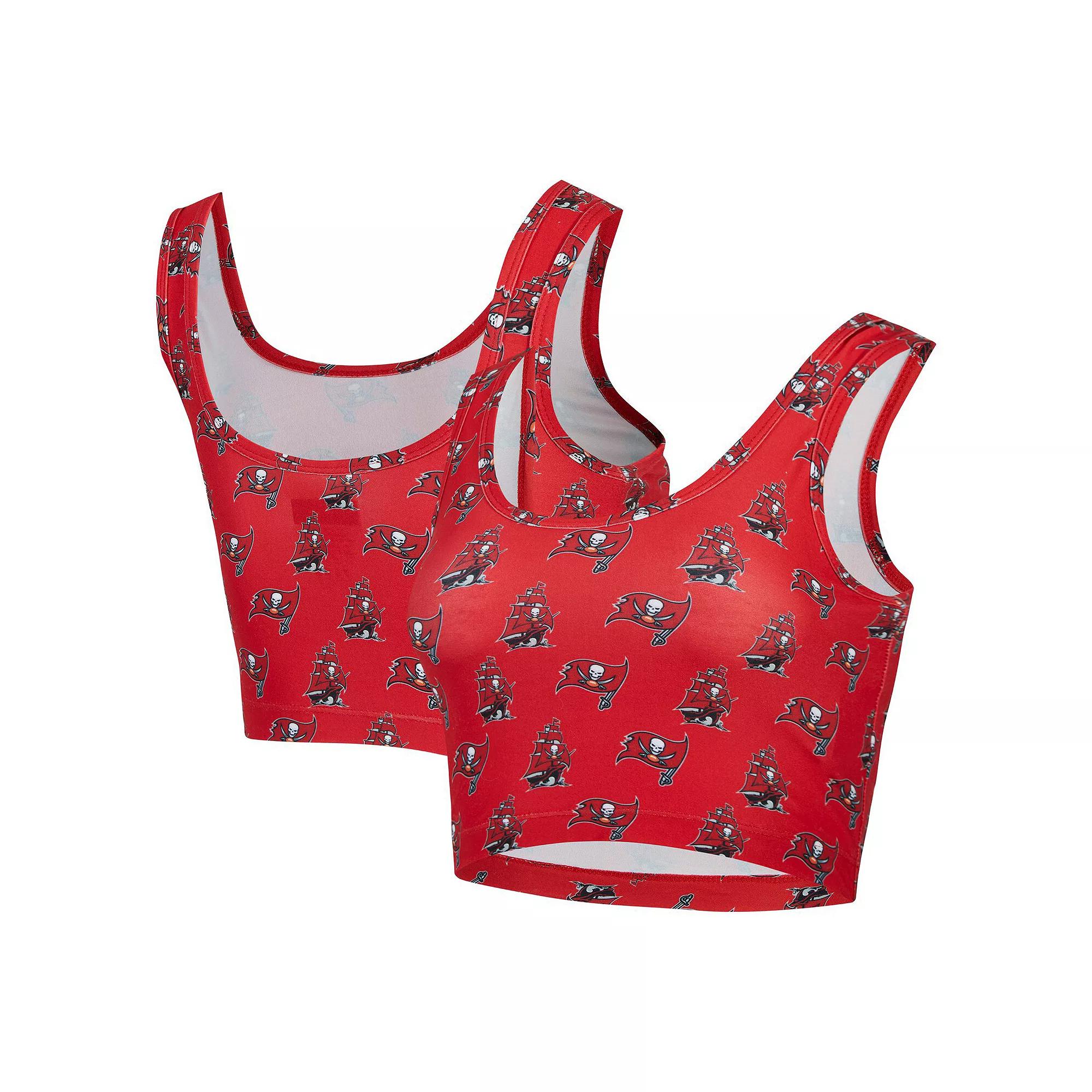 Women's Concepts Sport Red Tampa Bay Buccaneers Record Allover Print Bralette, Size: Medium Product Image