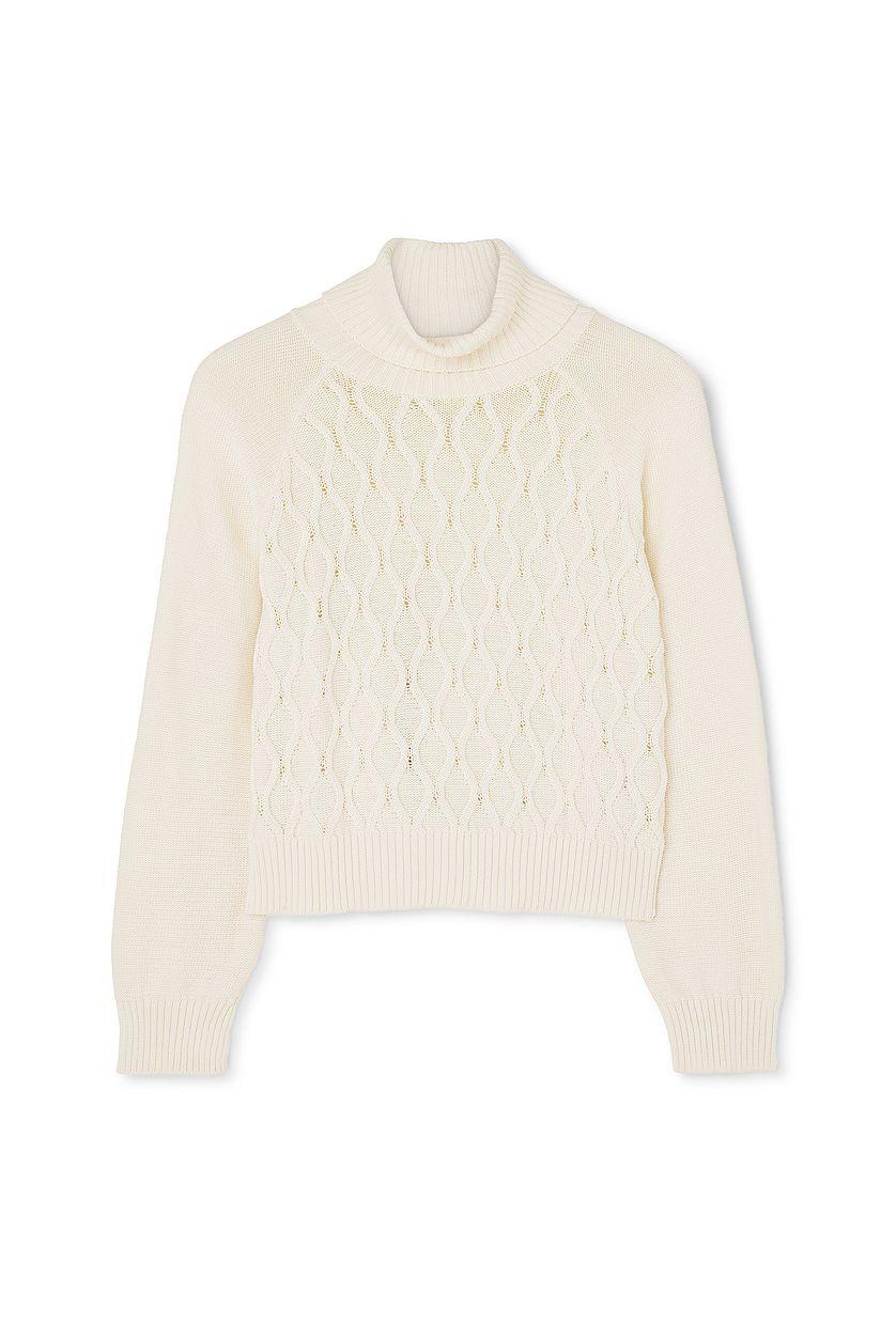 Turtle Neck Knitted Cable Sweater Product Image
