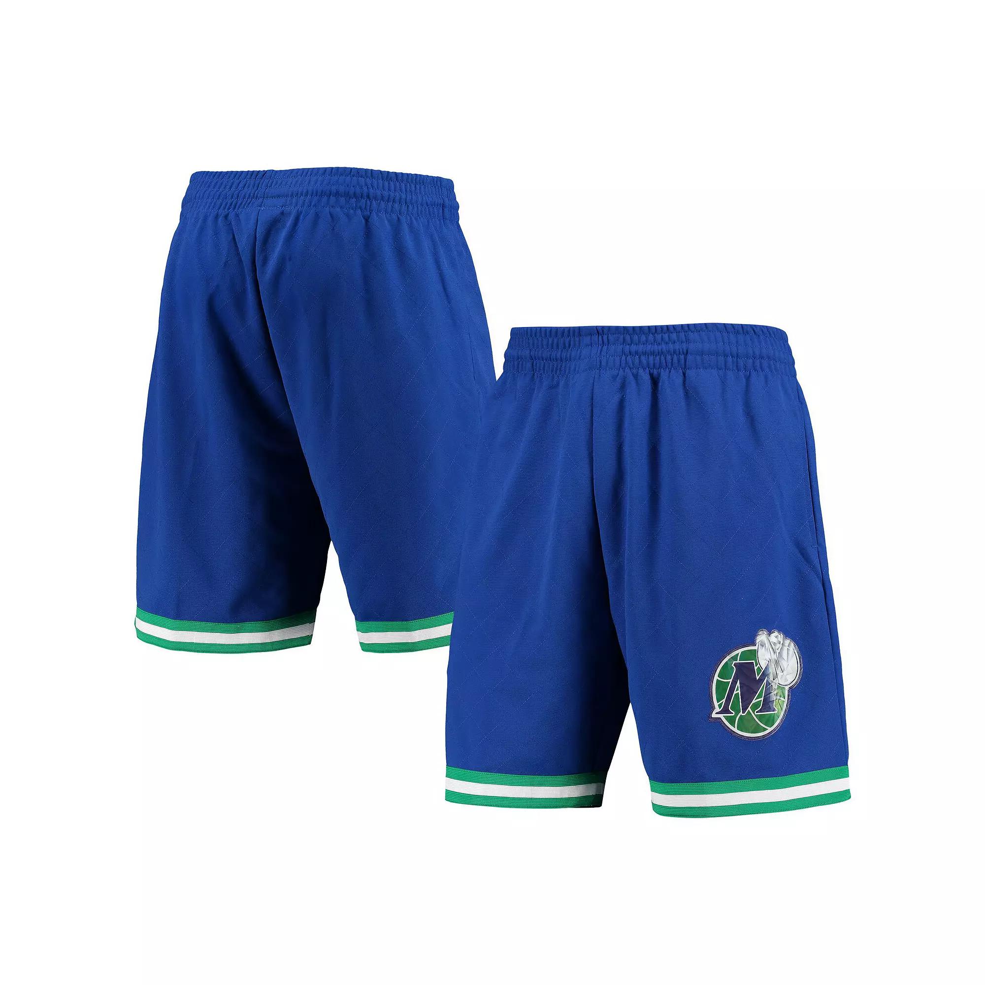 Men's Mitchell & Ness Blue Dallas Mavericks 1998 Hardwood Classics 75th Anniversary Swingman Shorts,  Product Image