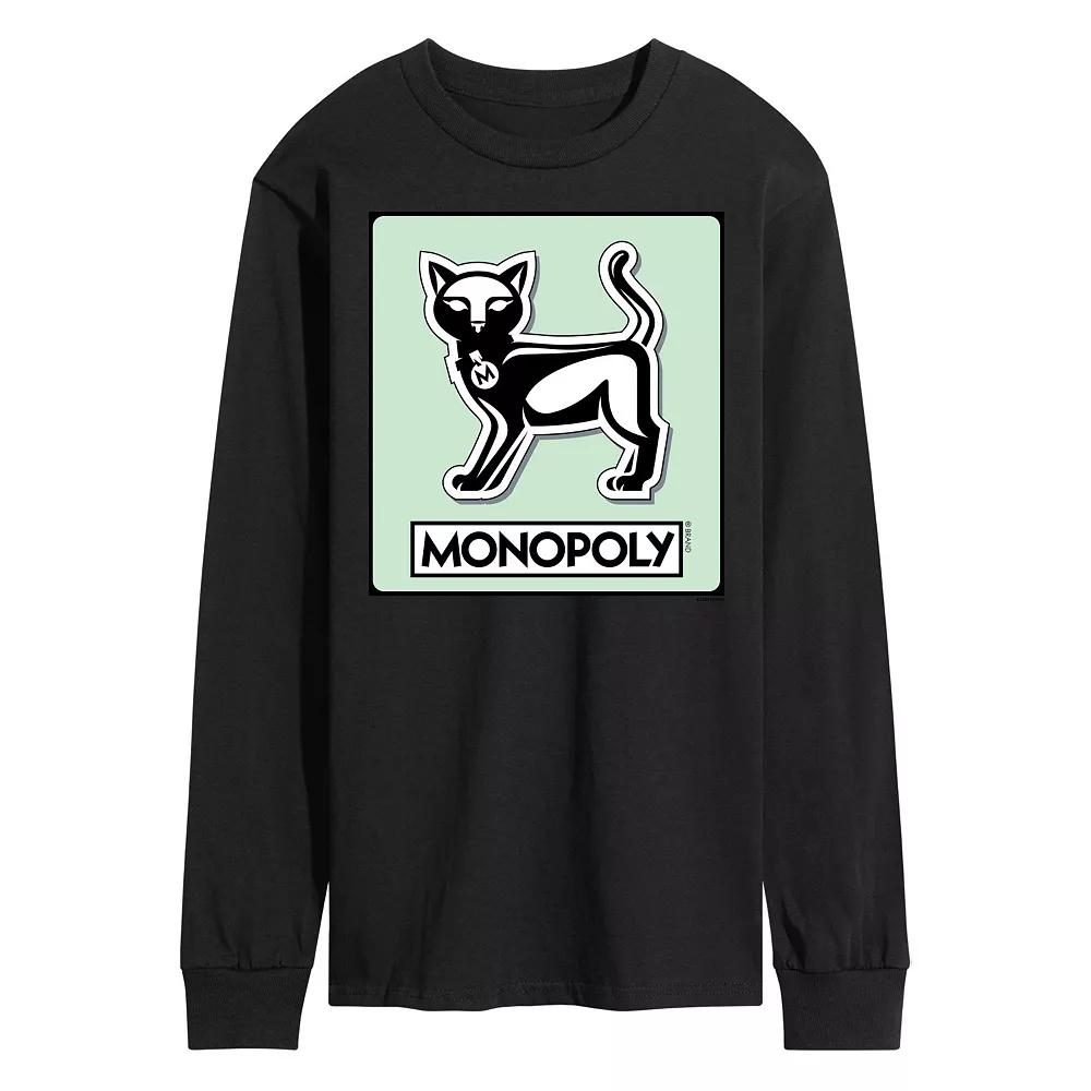 Men's Monopoly Cat Game Token Long Sleeve Graphic Tee,  Product Image