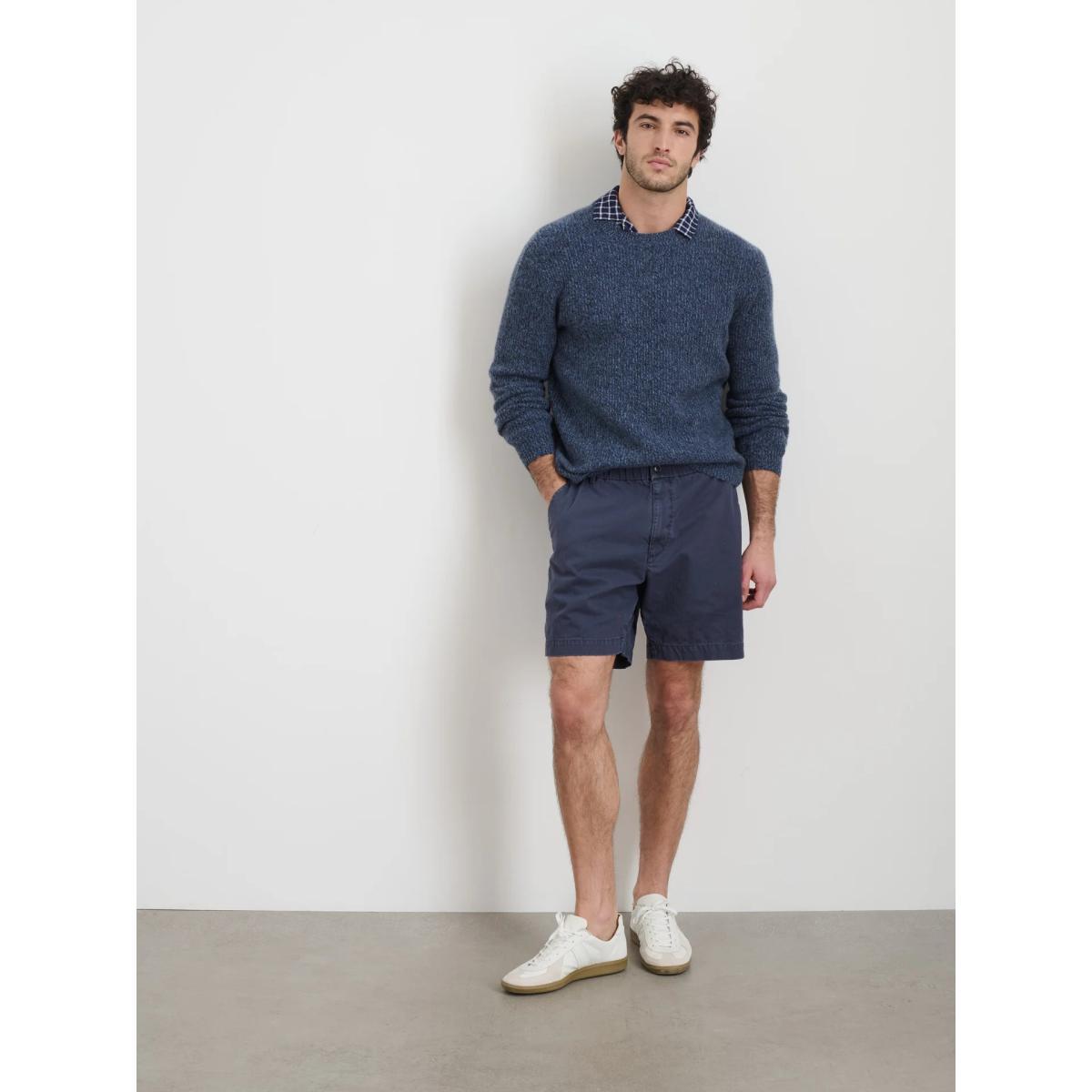 Pull On Short In Cotton Herringbone Navy Product Image