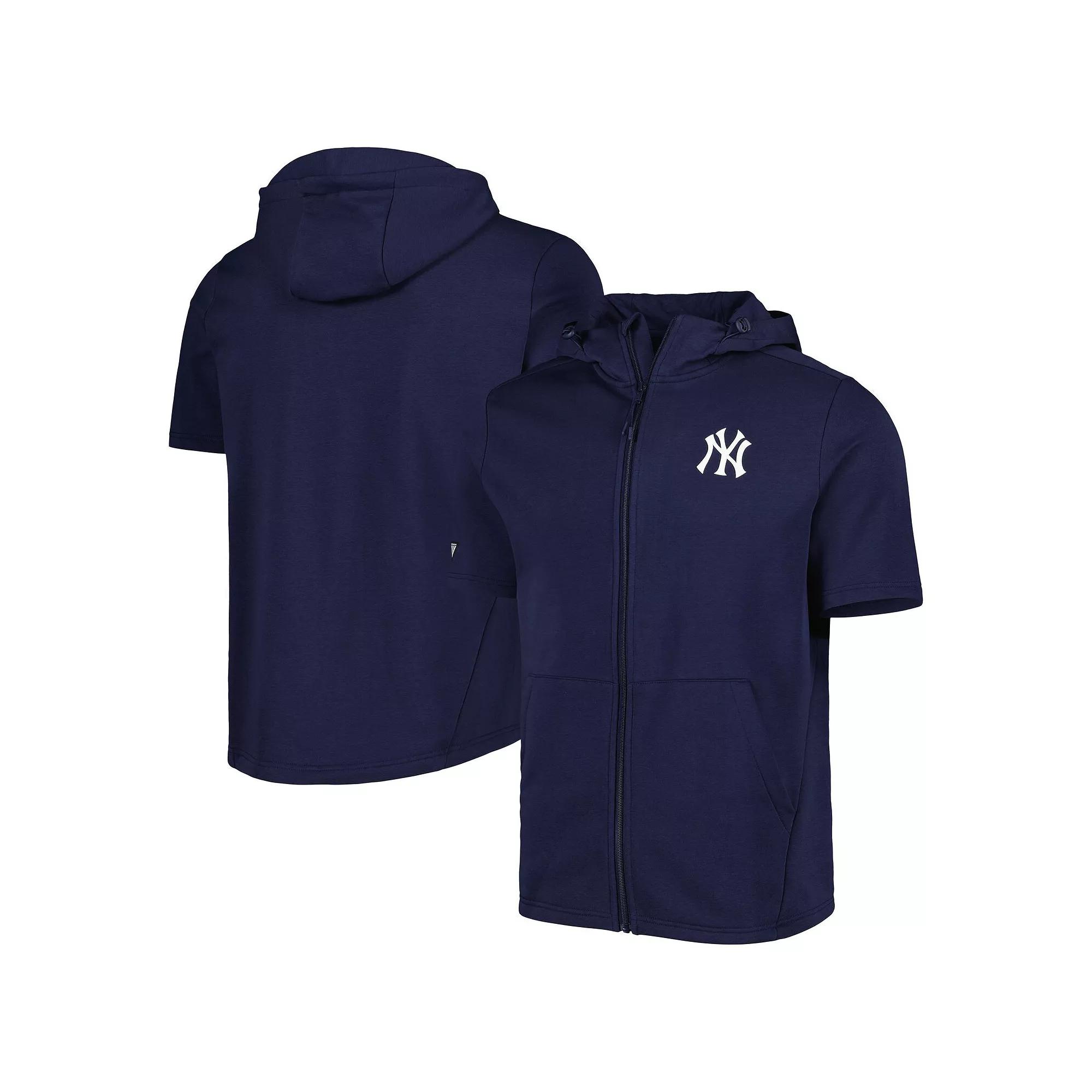 Men's Levelwear Navy New York Yankees Recruit Full-Zip Short Sleeve Hoodie, Size: Medium, Blue Product Image