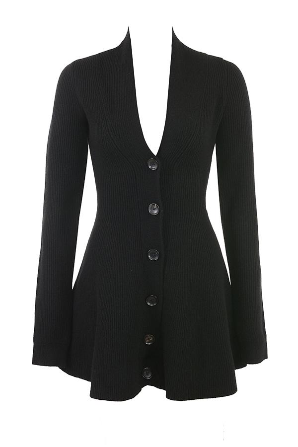 Aubrey  black wool knitted cardigan dress Product Image