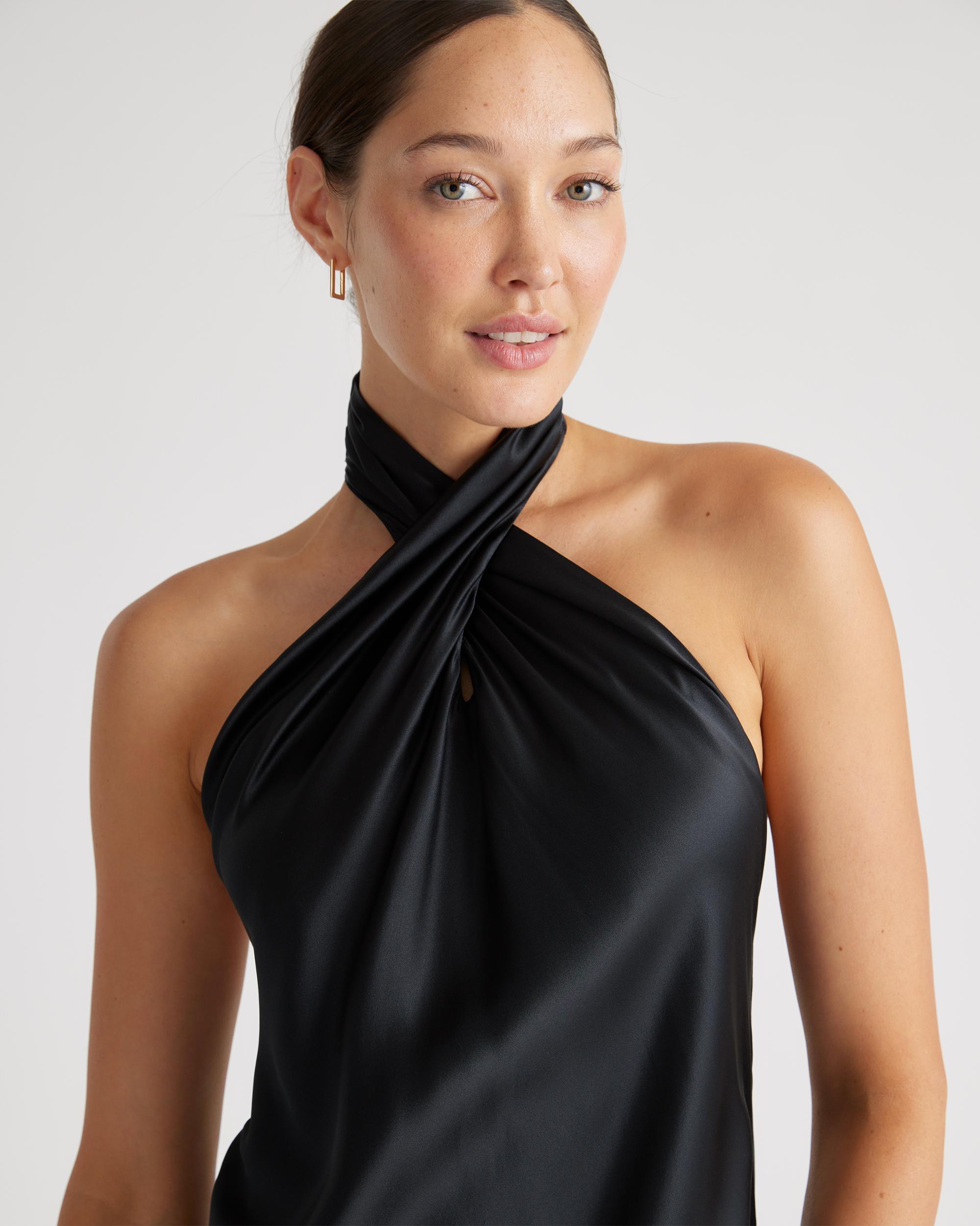 Quince | Women's Twist Halter Midi Dress Size XL, Mulberry Silk Product Image