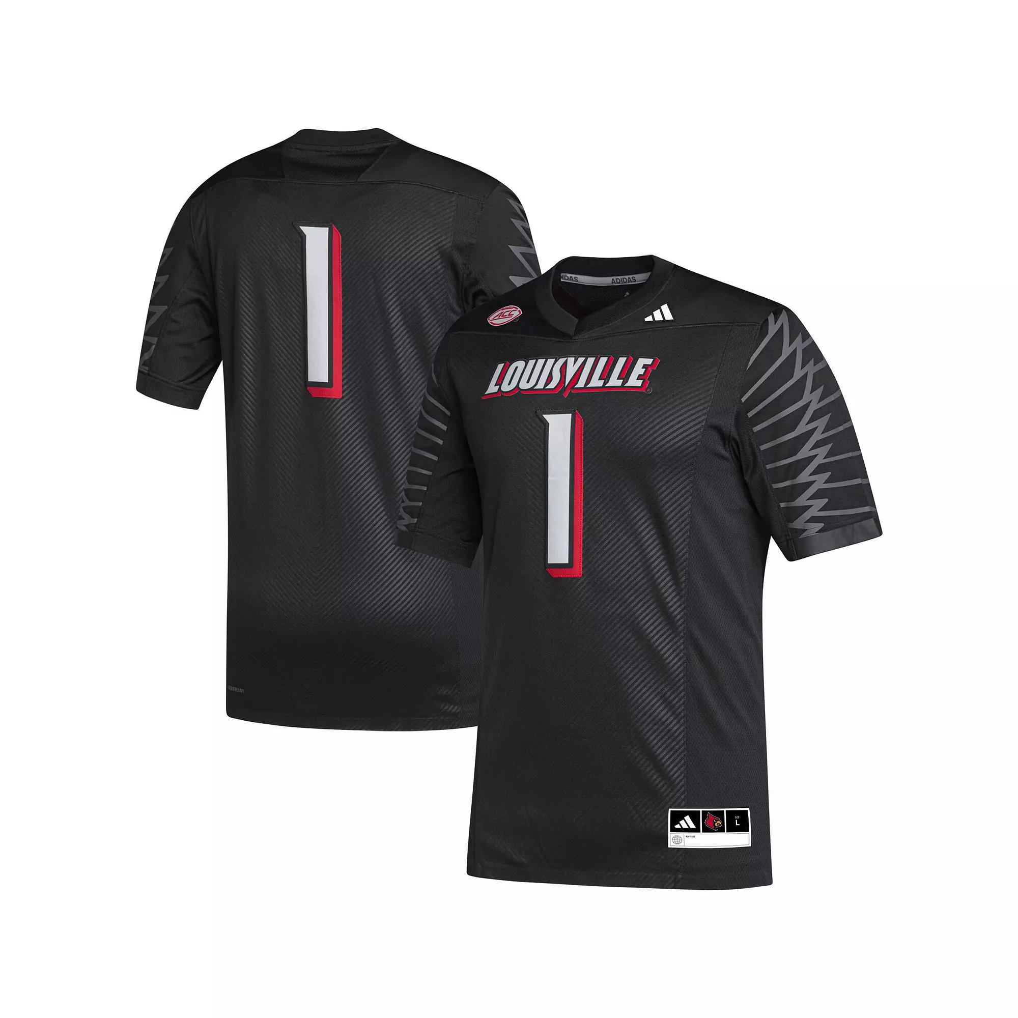 Men's adidas #1 Black Louisville Cardinals Premier Football Jersey,  Product Image