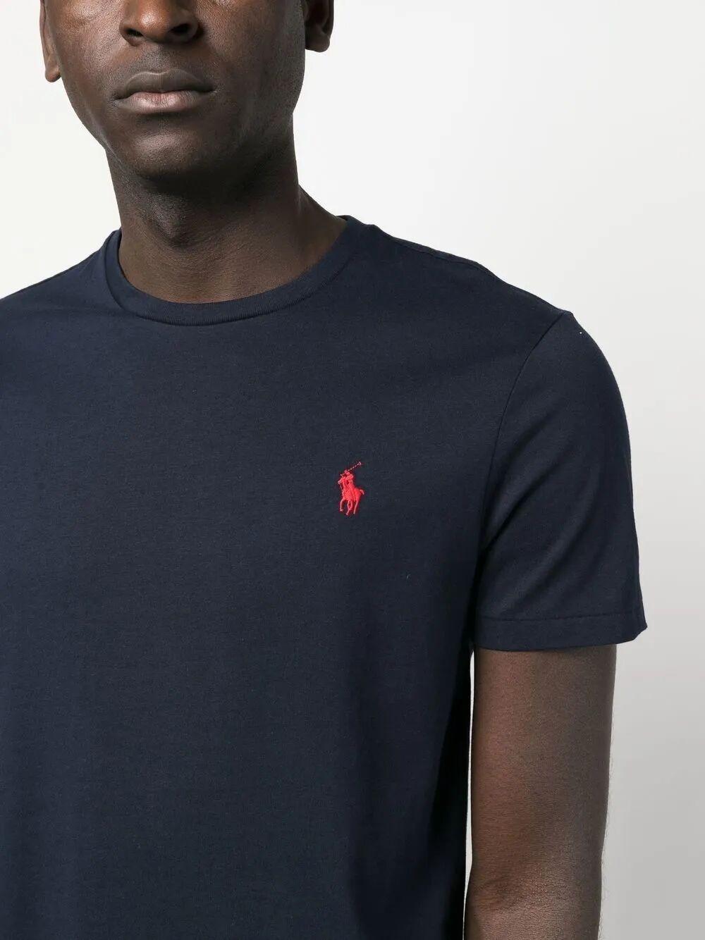 POLO RALPH LAUREN Slim-fit Logo-embroidered Cotton-jersey T-shirt In Navy Product Image