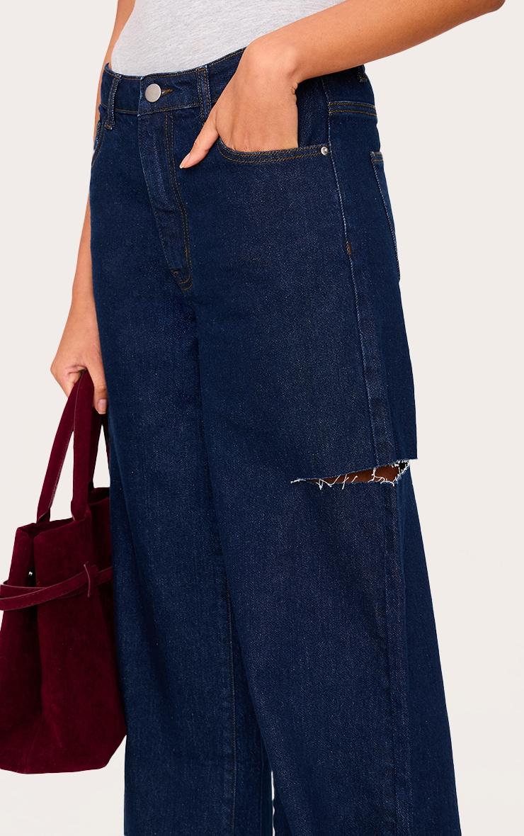 Indigo Thigh Split Wide Leg Jeans Product Image