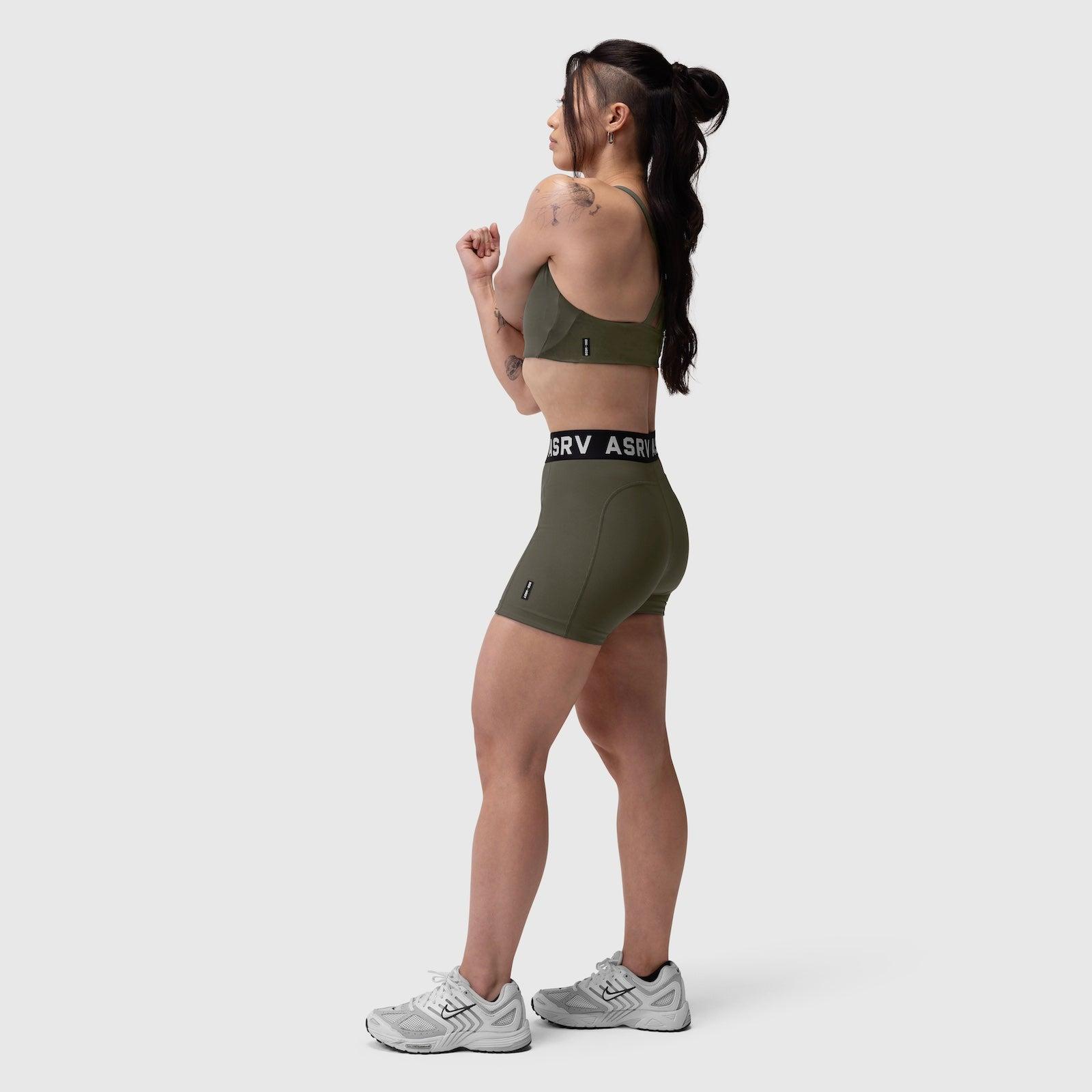 W039. Lycra® Hybrid Sports Bra - Olive Product Image