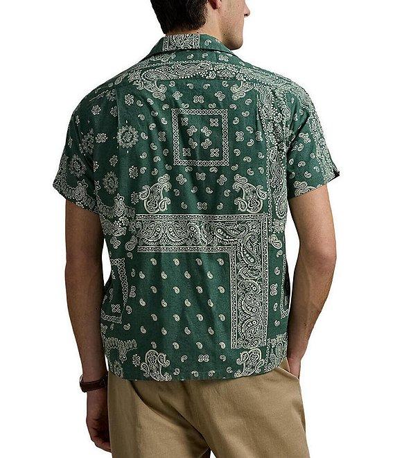 Polo Ralph Lauren Classic Fit Bandanna-Print Short Sleeve Linen Blend Woven Camp Shirt Product Image