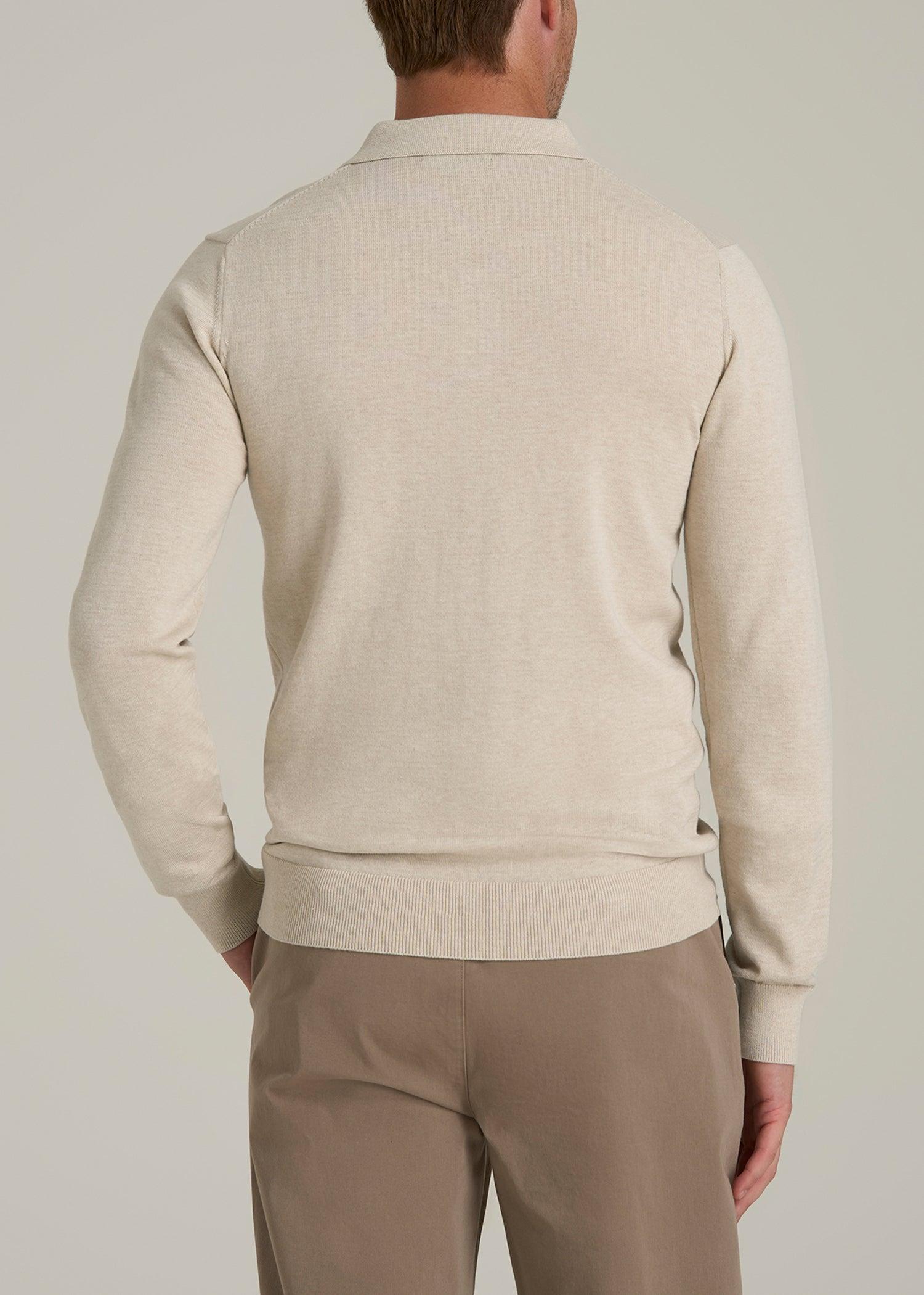 Polo Sweater for Tall Men in Vanilla Latte Mix Male Product Image