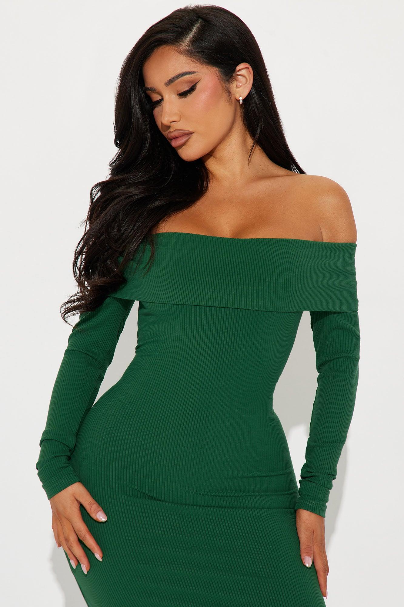 Lilah Ribbed Midi Dress - Hunter Product Image