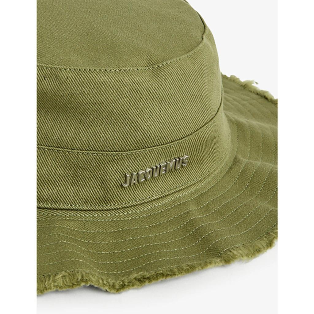 JACQUEMUS Mens Khaki Le Bob Artichaut Logo-plaque Cotton Bucket Hat Product Image