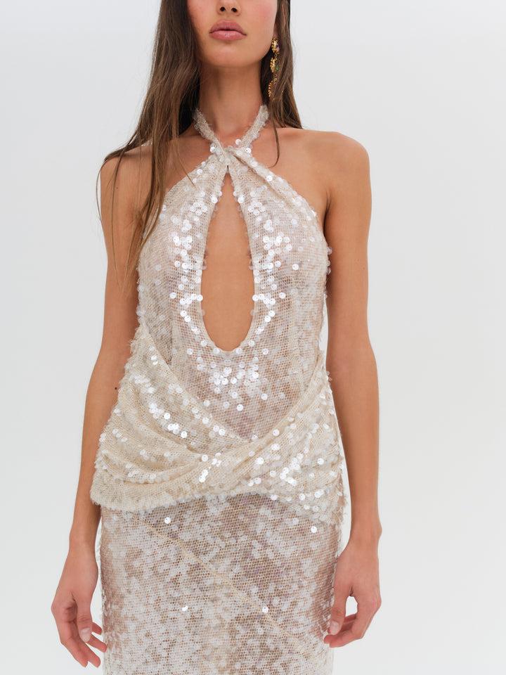 Sydney Sequin Maxi Dress — Neutral Product Image