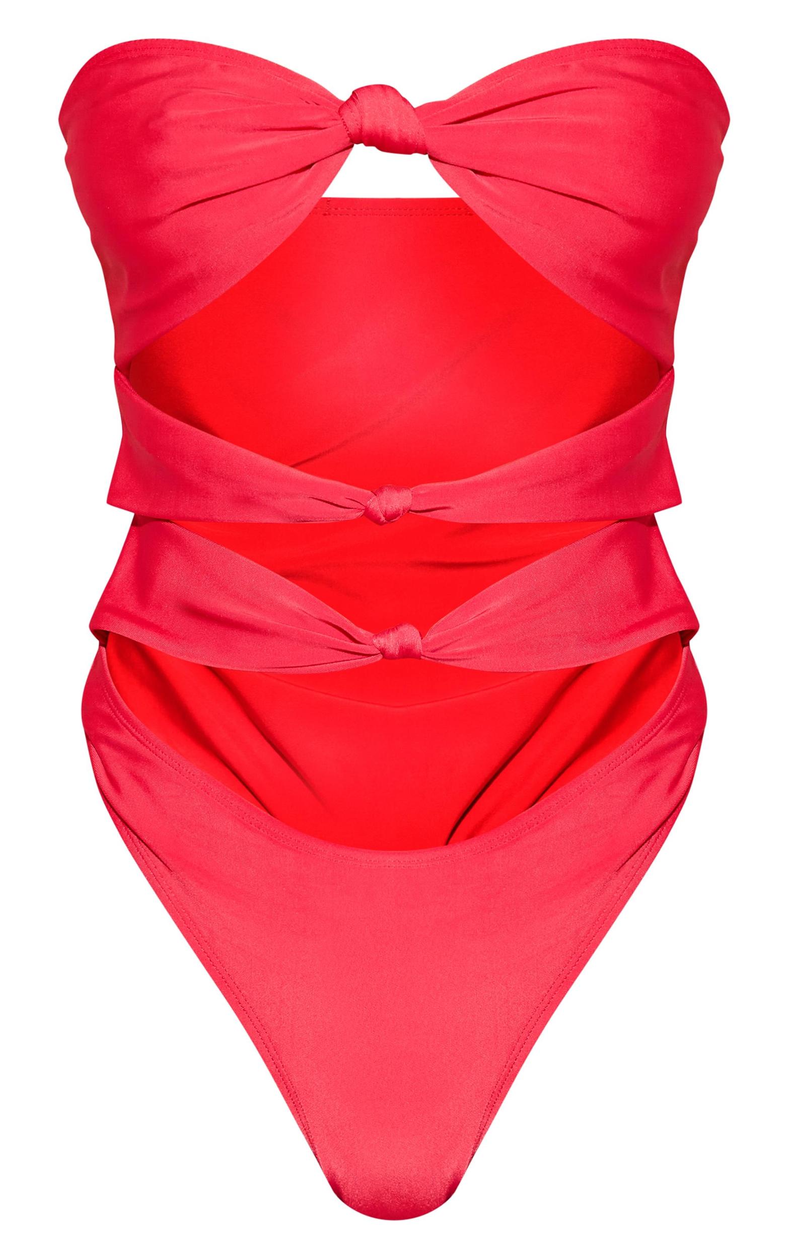 Red Cut Out Knot Swimsuit Product Image