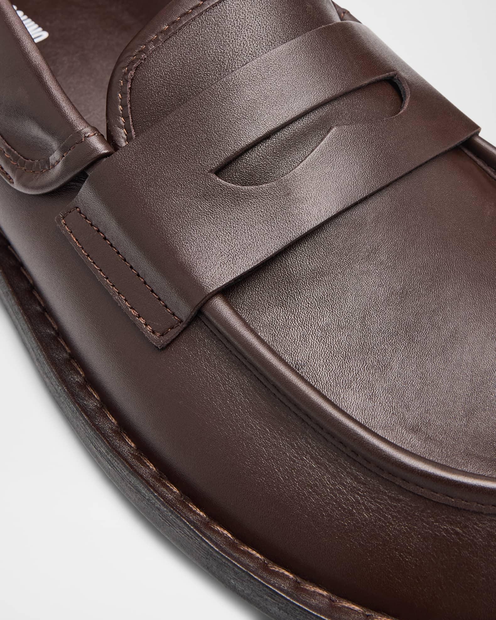 Men's Leather Moc-Toe Penny Loafers Product Image