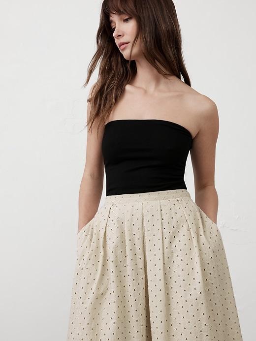 Pleated Eyelet Midi Skirt Product Image