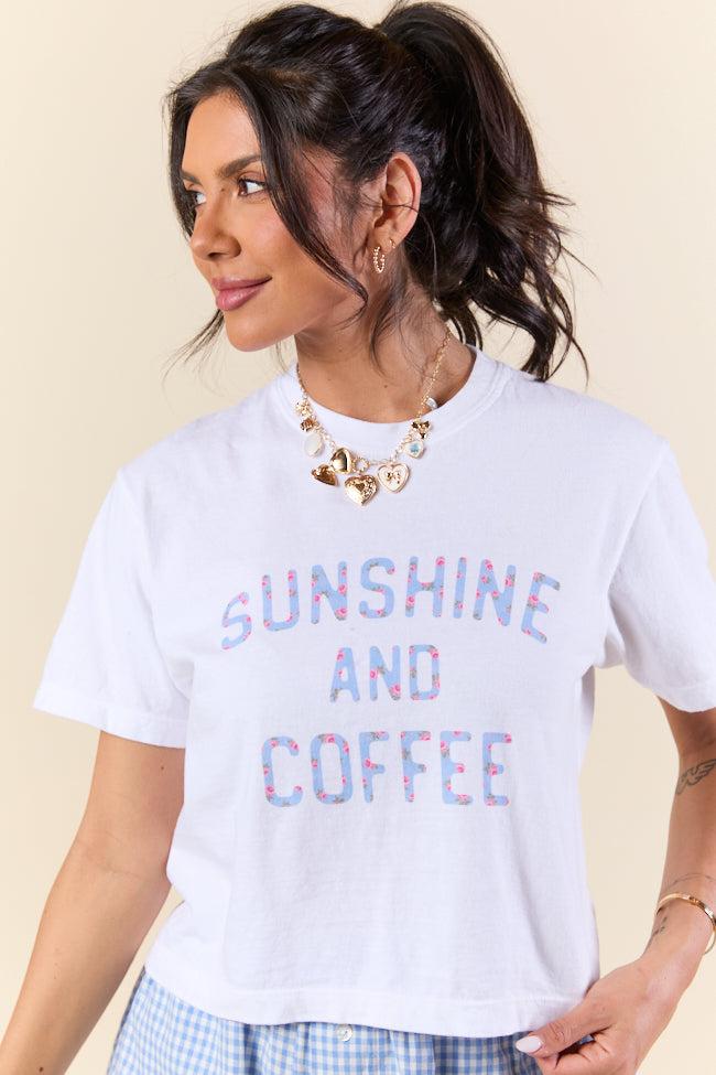 Sunshine And Coffee Floral White Boxy Graphic Tee SALE Product Image