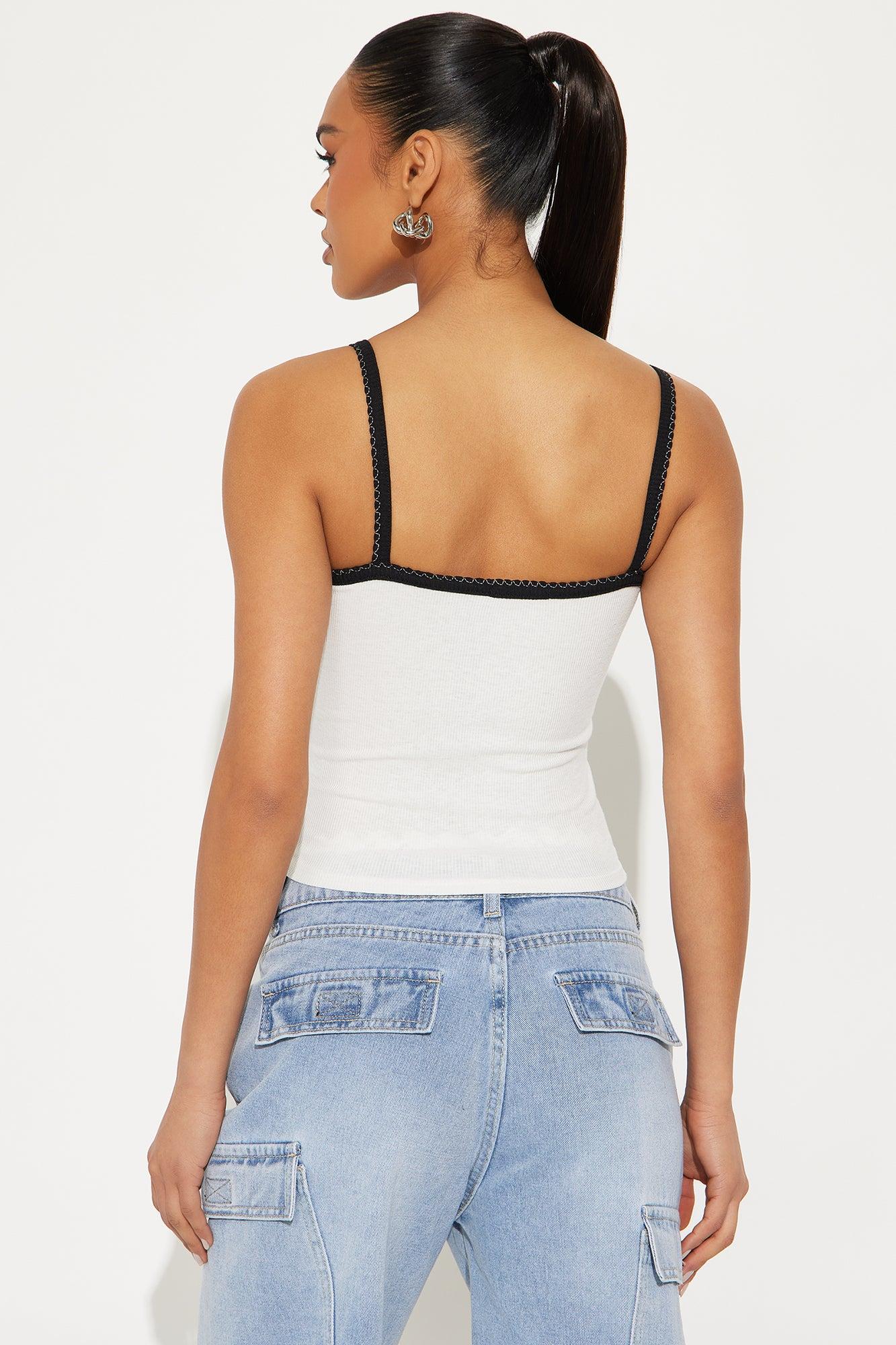 Celeste Ribbed Cami Top - White Product Image