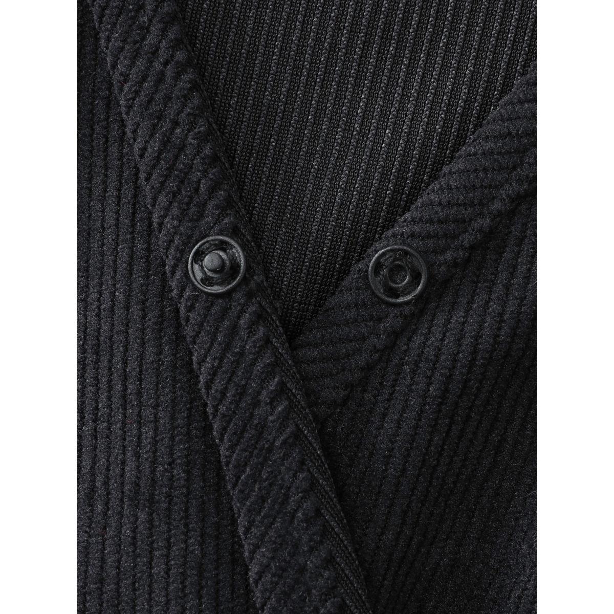 Plus Size Corduroy Sleeveless Belted Side Midi Dress Black Women Leisure Overlapping Overlap Collar Sleeveless Curvy BloomChic 18-20/2X Product Image