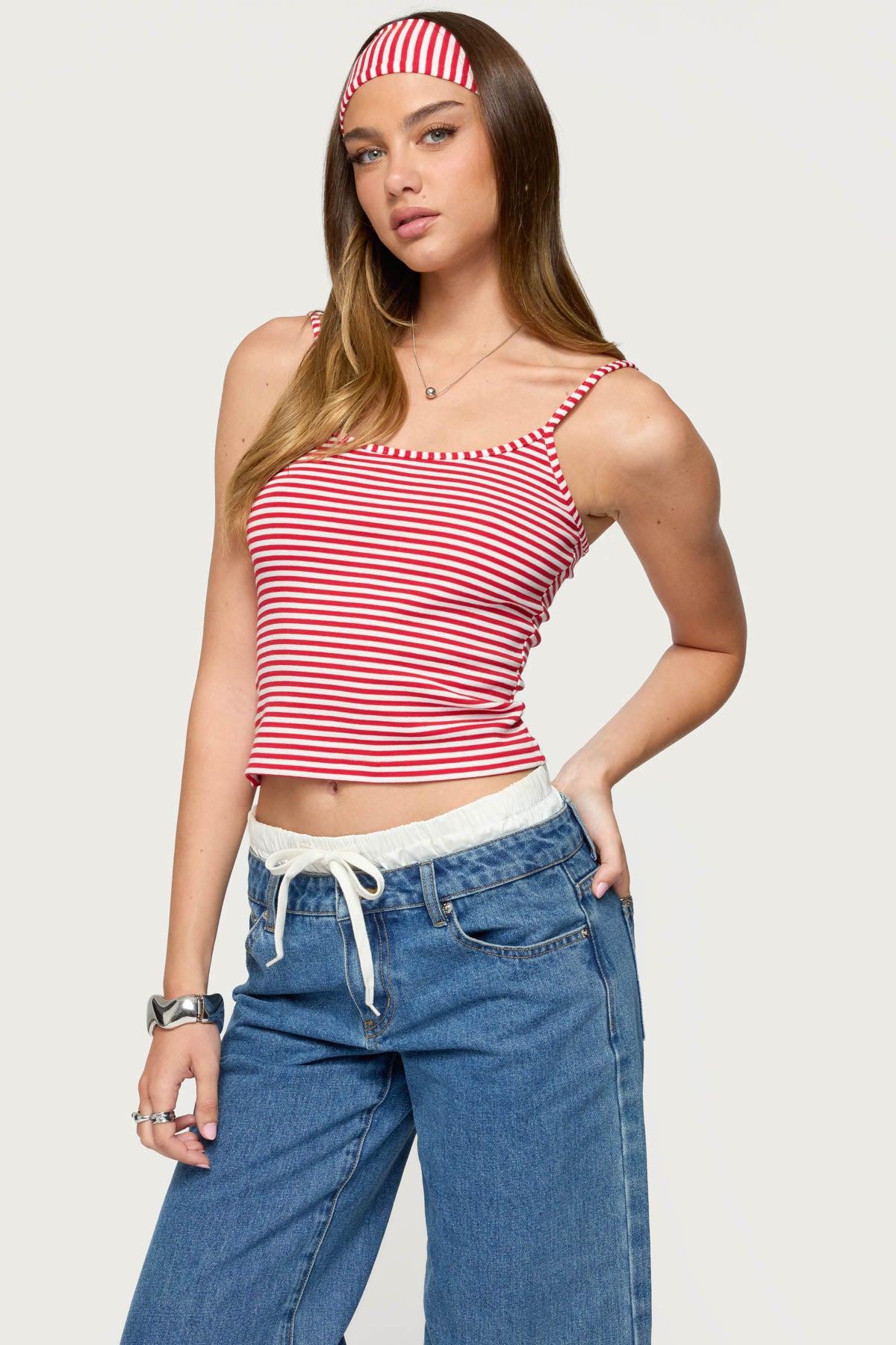 Two Piece Striped Headband Tank Top Product Image