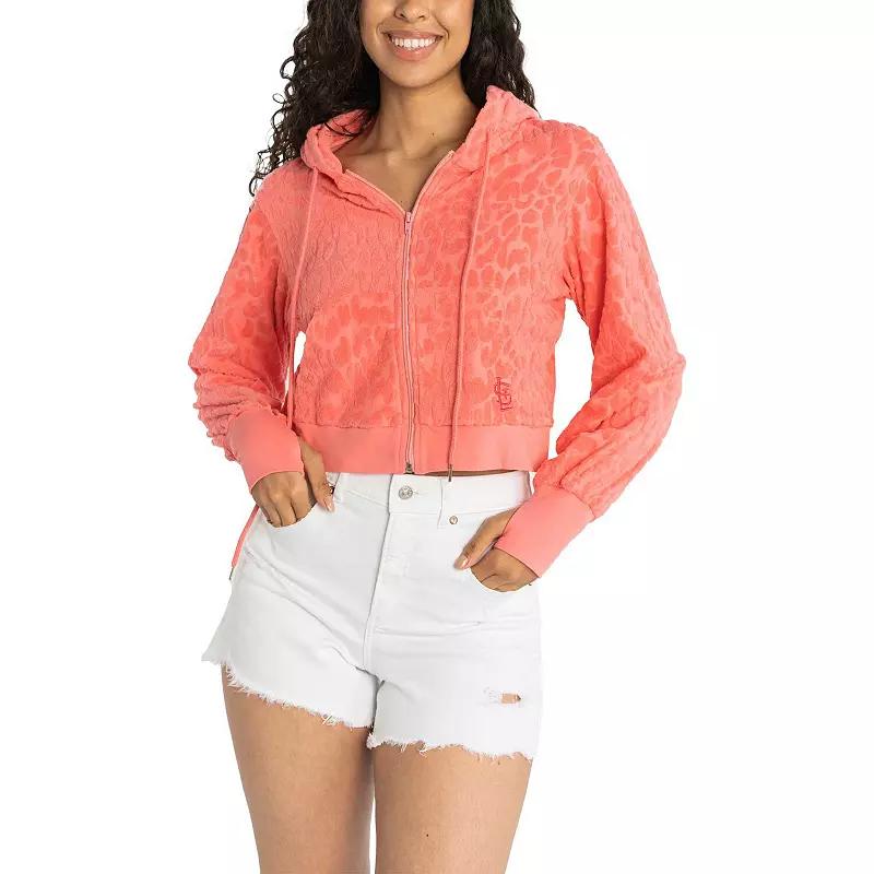 Women's Lusso Pink St. Louis Cardinals Tabitha Cheetah Terry Full-Zip Sweatshirt,  Product Image