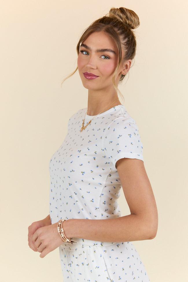 What A Dream Blue Ditsy Floral Short Sleeve Pajama Top DOORBUSTER Product Image