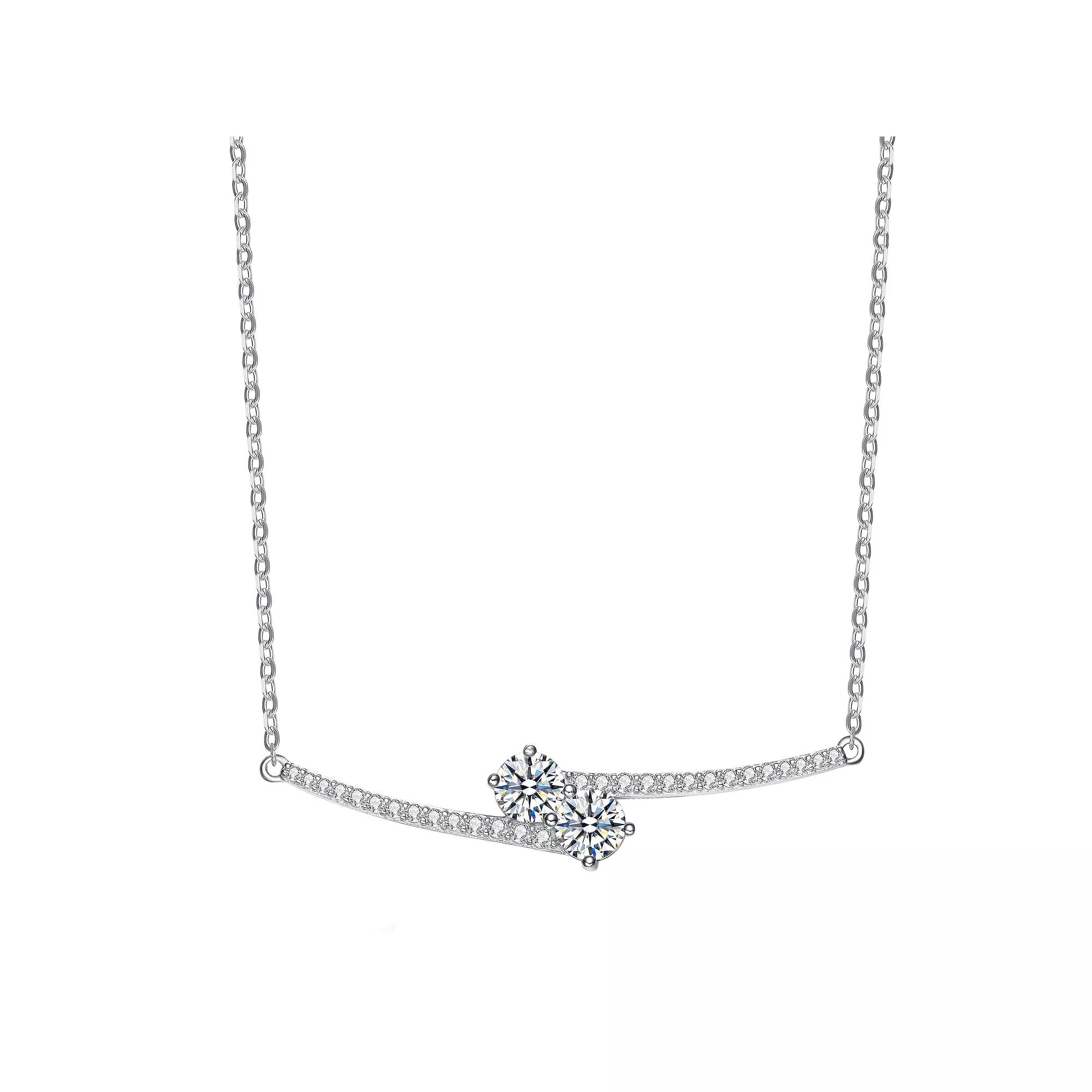 14k Gold Over Silver Cubic Zirconia Bypass Necklace, Womens Pink Tone Product Image