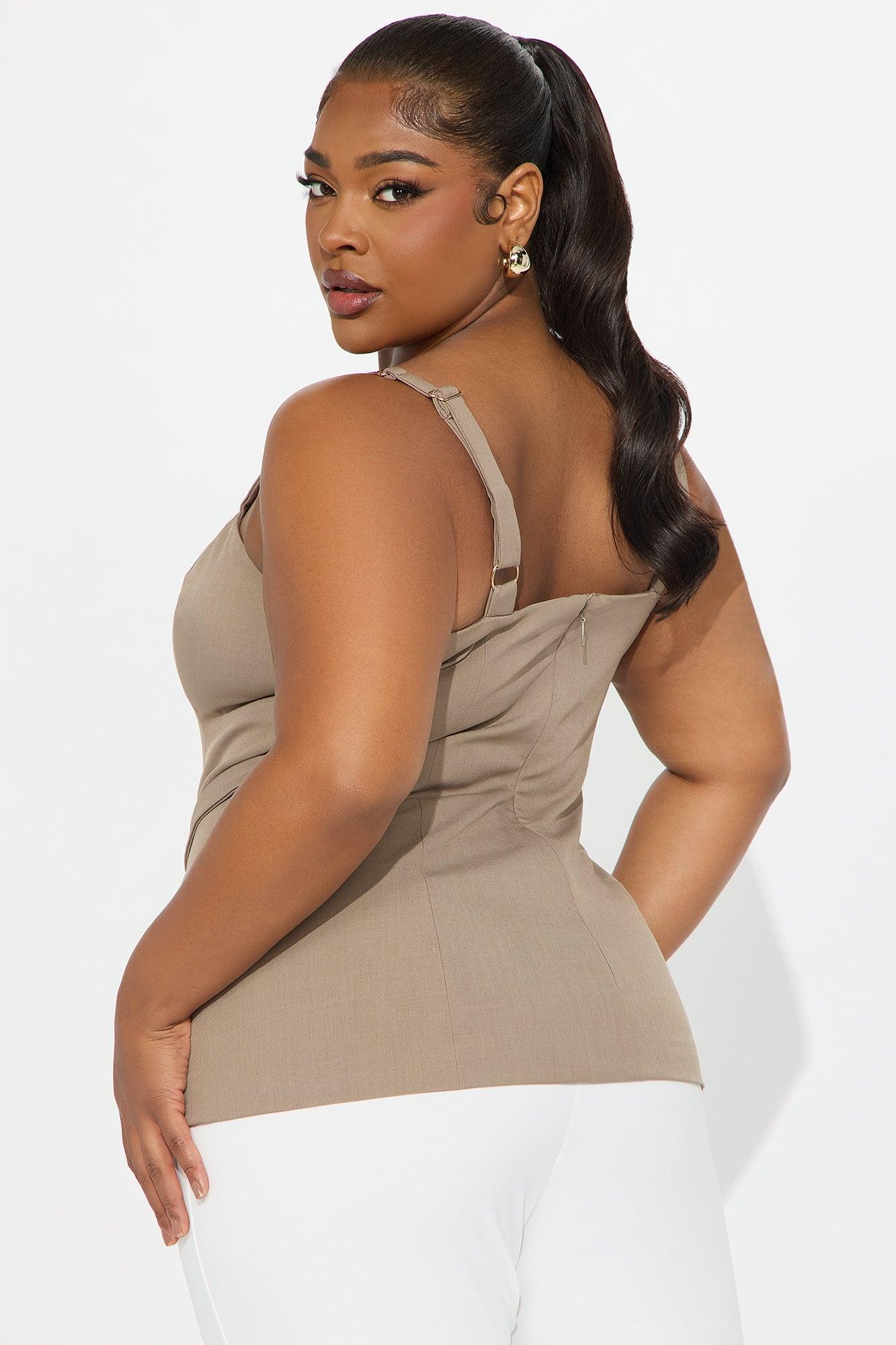 Business Only Belted Top - Taupe Product Image