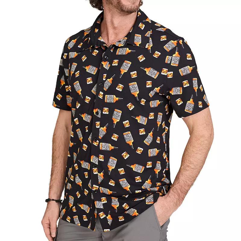 Men's WEARFIRST Short Sleeve Jersey Button Front Shirt, Size: Large, White Beer Print Product Image