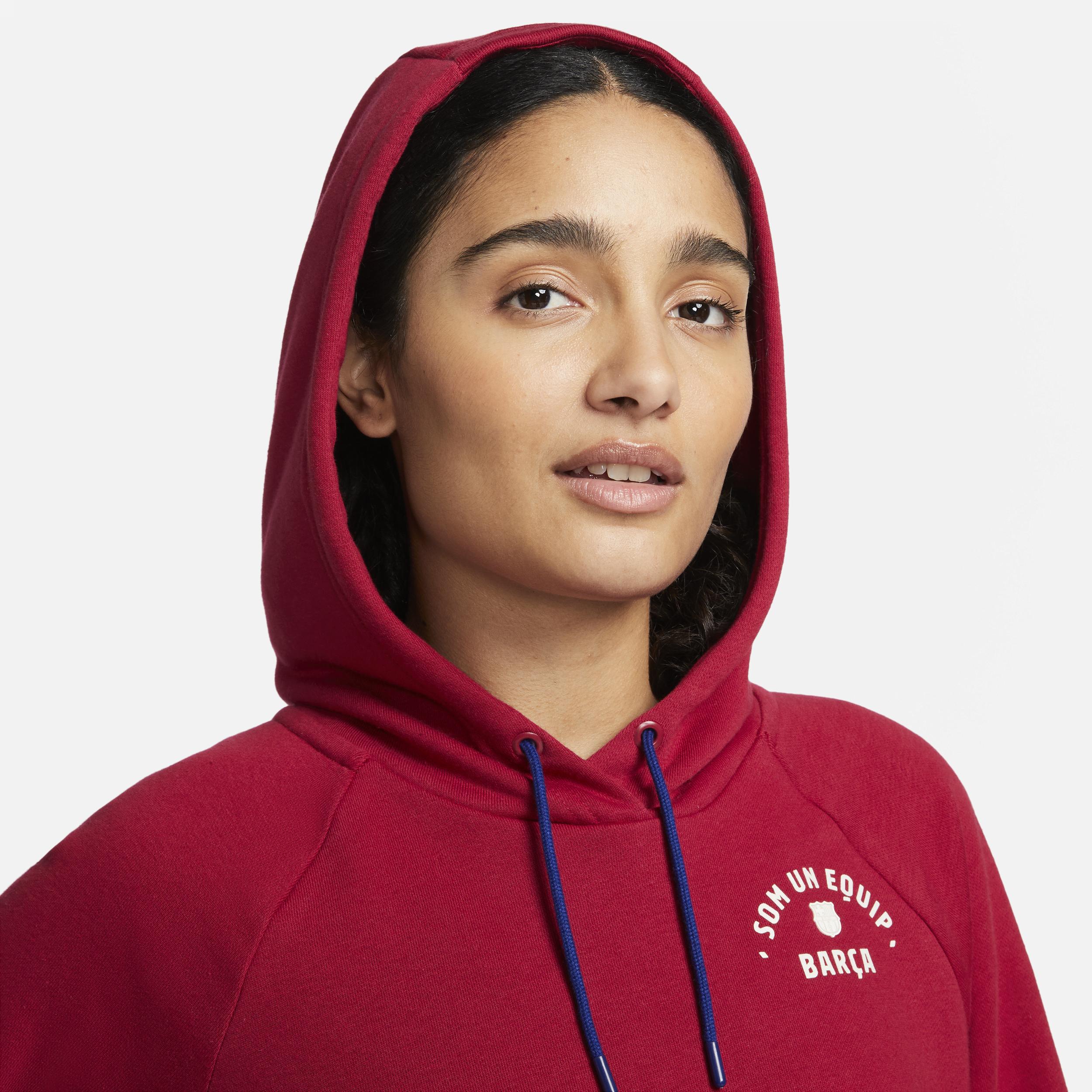 FC Barcelona Essential Nike Women's Fleece Pullover Hoodie Product Image
